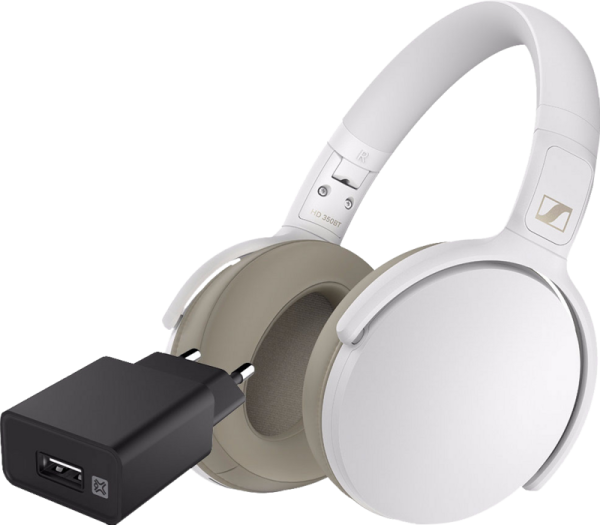 Sennheiser HD350BT Wit + XtremeMac Oplader met Usb A Poort 12W