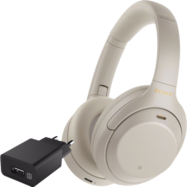 Sony WH-1000XM4 Zilver + XtremeMac Oplader met Usb A Poort 12W