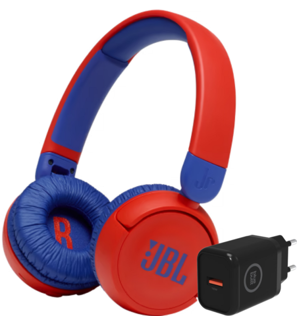 JBL JR310BT Rood + BlueBuilt Quick Charge Oplader met Usb A Poort