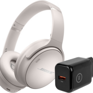 Bose Quietcomfort 45 Wit + BlueBuilt Quick Charge Oplader met Usb A Poort 18W Zwart