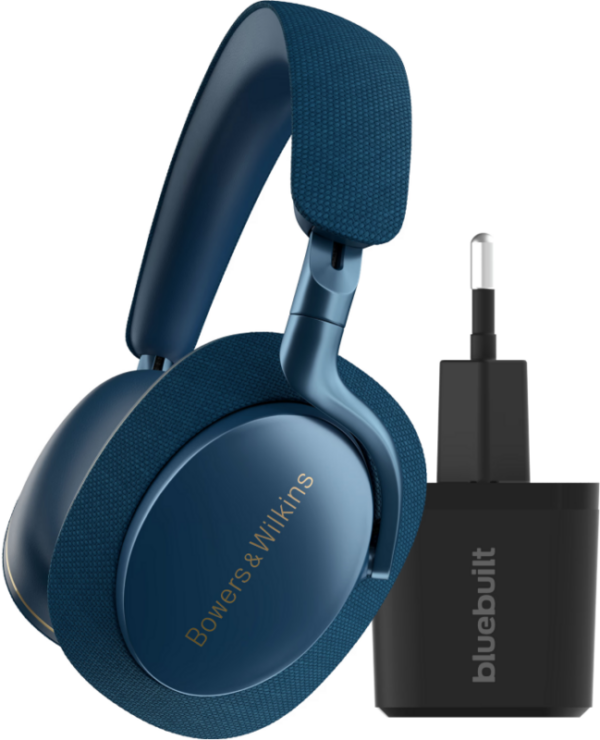 Bowers & Wilkins Px7 S2 Blauw + BlueBuilt Quick Charge Oplader met Usb A Poort 18W Zwart