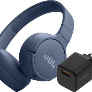 JBL Tune 670NC Blauw + BlueBuilt Quick Charge Oplader met Usb A Poort 18W Zwart