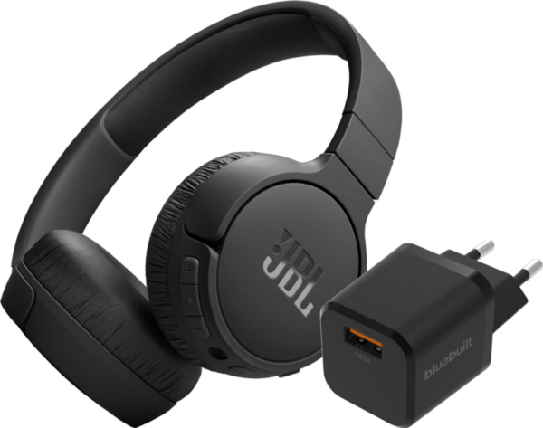 JBL Tune 670NC Zwart + BlueBuilt Quick Charge Oplader met Usb A Poort 18W Zwart