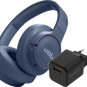 JBL Tune 770NC Blauw + BlueBuilt Quick Charge Oplader met Usb A Poort 18W Zwart