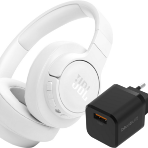 JBL Tune 770NC Wit + BlueBuilt Quick Charge Oplader met Usb A Poort 18W Zwart