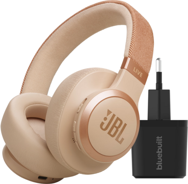 JBL Live 770NC Rosegoud + BlueBuilt Quick Charge Oplader met