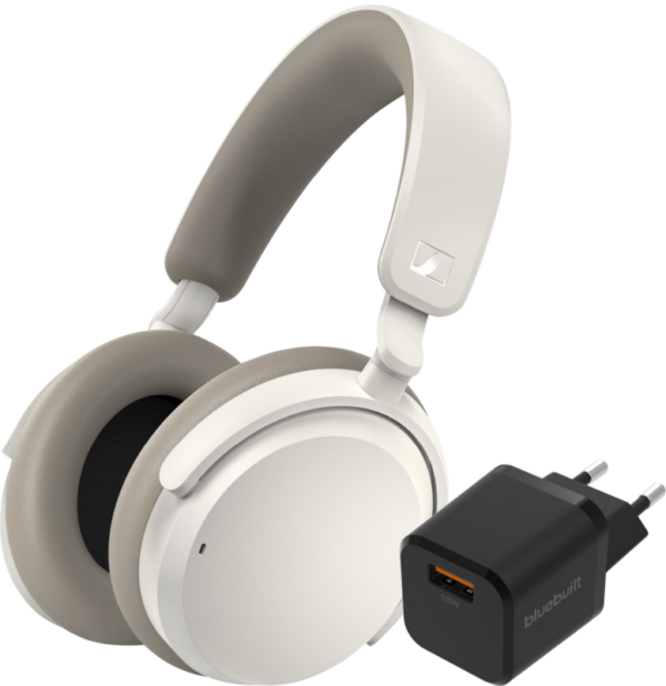 Sennheiser Accentum Wireless Wit+ BlueBuilt Quick Charge Oplader met Usb A Poort 18W Zwart