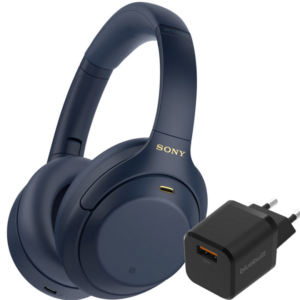 Sony WH-1000XM4 Blauw + BlueBuilt Quick Charge Oplader met Usb A Poort 18W Zwart