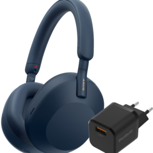 Sony WH-1000XM5 Blauw + BlueBuilt Quick Charge Oplader met Usb A Poort 18W Zwart